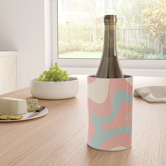 Retro Liquid Swirl Abstract Square Pattern in Pastel Blush Mint Wine Chiller Gallery Image 4