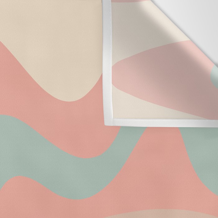 Retro Liquid Swirl Abstract Square Pattern in Pastel Blush Mint Wall Tapestry Gallery Image 3