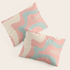 Retro Liquid Swirl Abstract Square Pattern in Pastel Blush Mint Pillow Sham Gallery Image 3