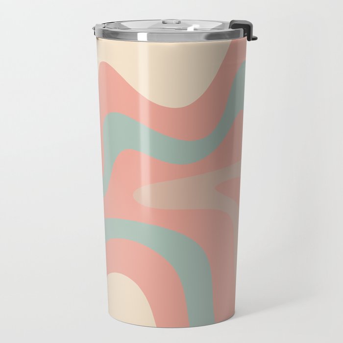 Retro Liquid Swirl Abstract Square Pattern in Pastel Blush Mint Travel Mug Gallery Image 2