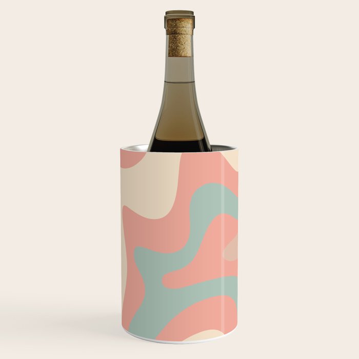 Retro Liquid Swirl Abstract Square Pattern in Pastel Blush Mint Wine Chiller Gallery Image 1