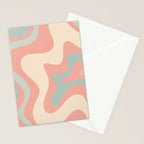 Retro Liquid Swirl Abstract Square Pattern in Pastel Blush Mint Stationery Card Gallery Image 2