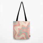 Retro Liquid Swirl Abstract Square Pattern in Pastel Blush Mint Tote Bag Gallery Image 2
