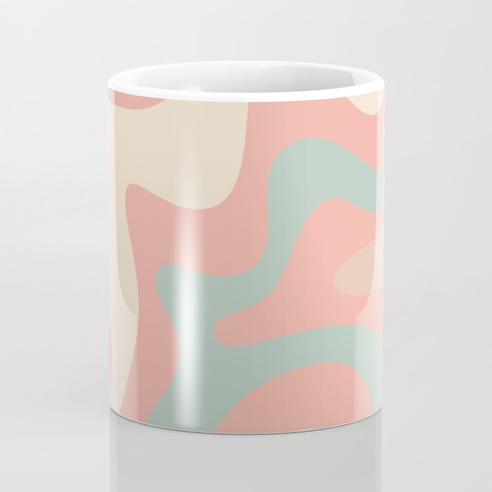 Retro Liquid Swirl Abstract Square Pattern in Pastel Blush Mint Coffee Mug Gallery Image 4