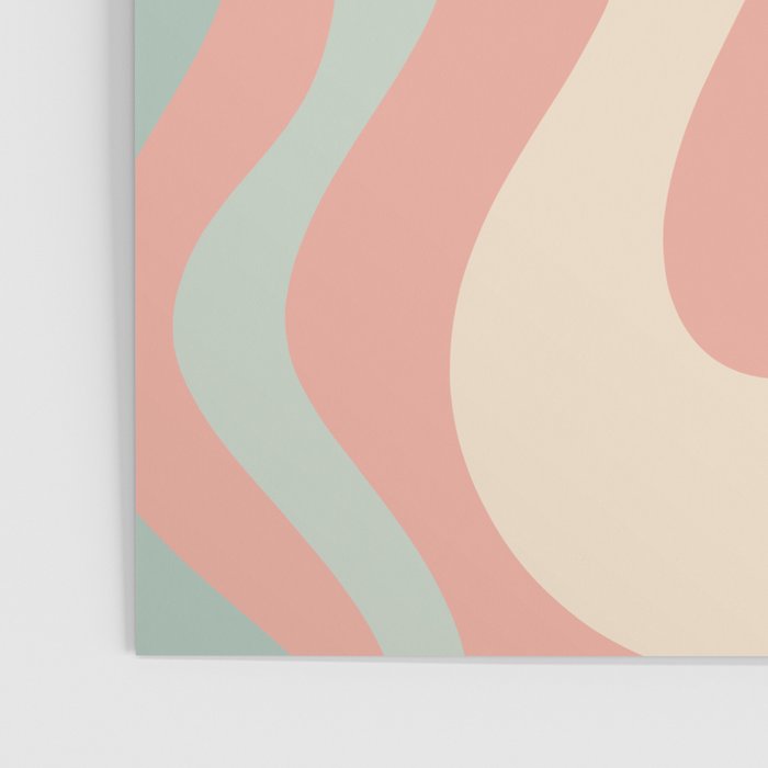 Retro Liquid Swirl Abstract Square Pattern in Pastel Blush Mint Poster Gallery Image 3