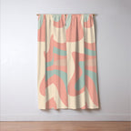 Retro Liquid Swirl Abstract Square Pattern in Pastel Blush Mint Window Curtain Gallery Image 3