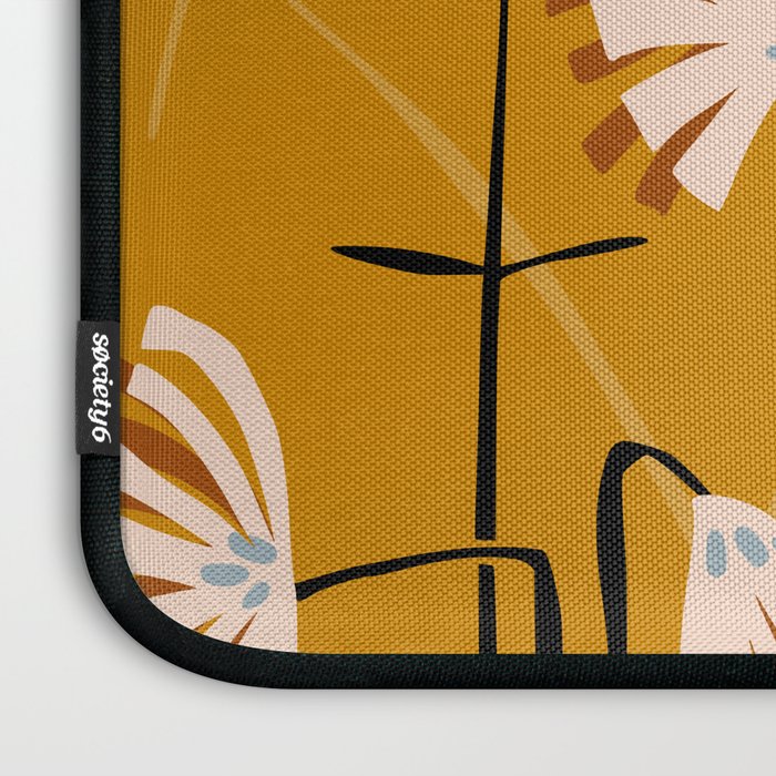 Linocut flower meadow mustard yellow Laptop Sleeve Gallery Image 3