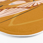Linocut flower meadow mustard yellow Bath Mat Gallery Image 3
