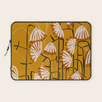 Linocut flower meadow mustard yellow Laptop Sleeve Gallery Image 1