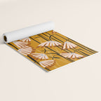 Linocut flower meadow mustard yellow Yoga Mat Gallery Image 2