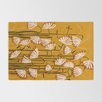 Linocut flower meadow mustard yellow Rug Gallery Image 2