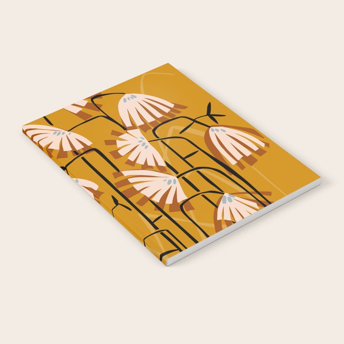 Linocut flower meadow mustard yellow Notebook Gallery Image 1