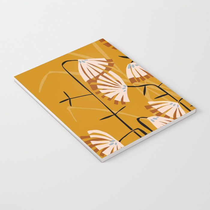 Linocut flower meadow mustard yellow Notebook Gallery Image 3
