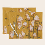 Linocut flower meadow mustard yellow Placemat Gallery Image 1