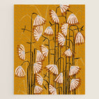 Linocut flower meadow mustard yellow Jigsaw Puzzle Gallery Image 1