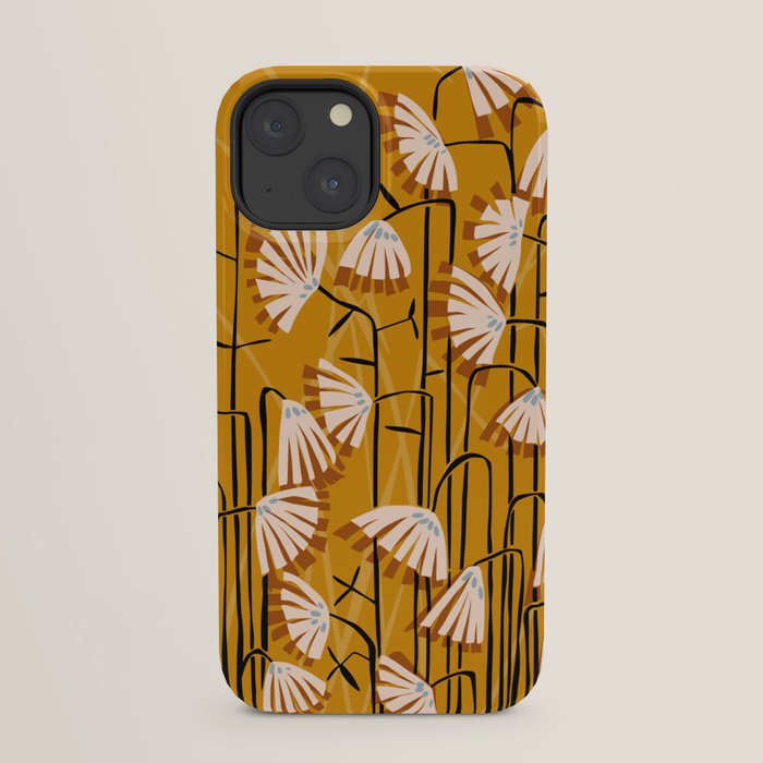 Linocut flower meadow mustard yellow iPhone Case Gallery Image 21