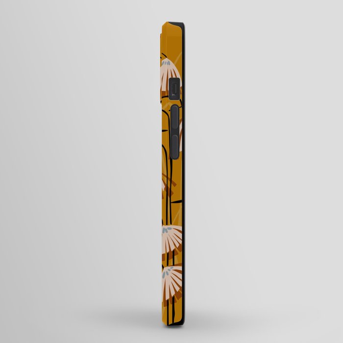 Linocut flower meadow mustard yellow iPhone Case Gallery Image 2