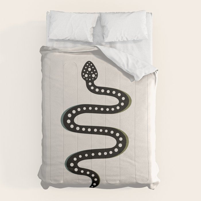 Minimal Snake - Black Comforter Gallery Image 1