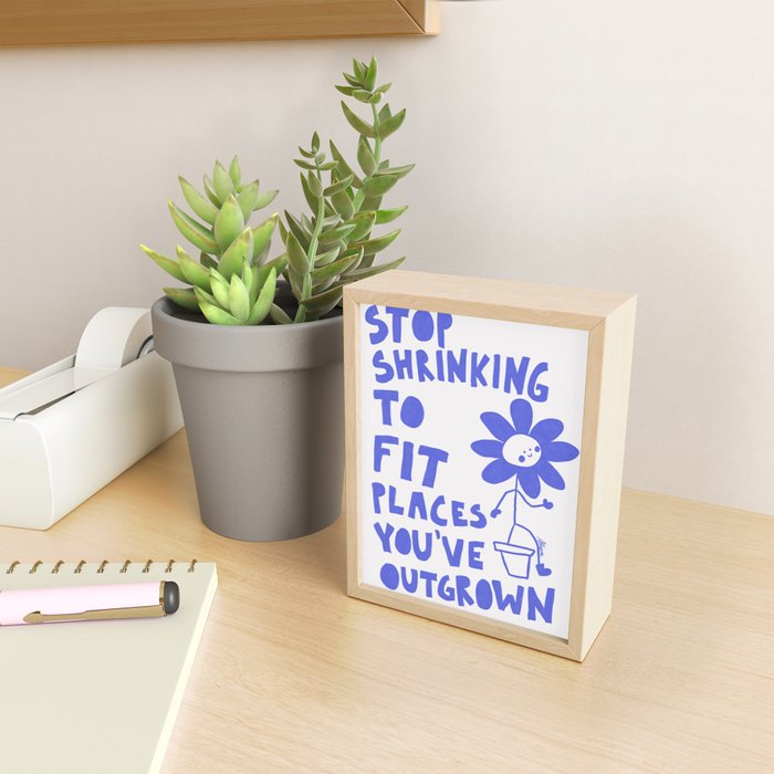 Stop Shrinking - White and Blue Mini Art Print Gallery Image 2