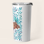 Le Coq - Watercolor Rooster with Turquoise Leaves Travel Mug Gallery Image 2