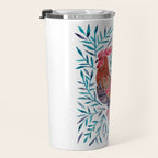 Le Coq - Watercolor Rooster with Turquoise Leaves Travel Mug Gallery Image 3