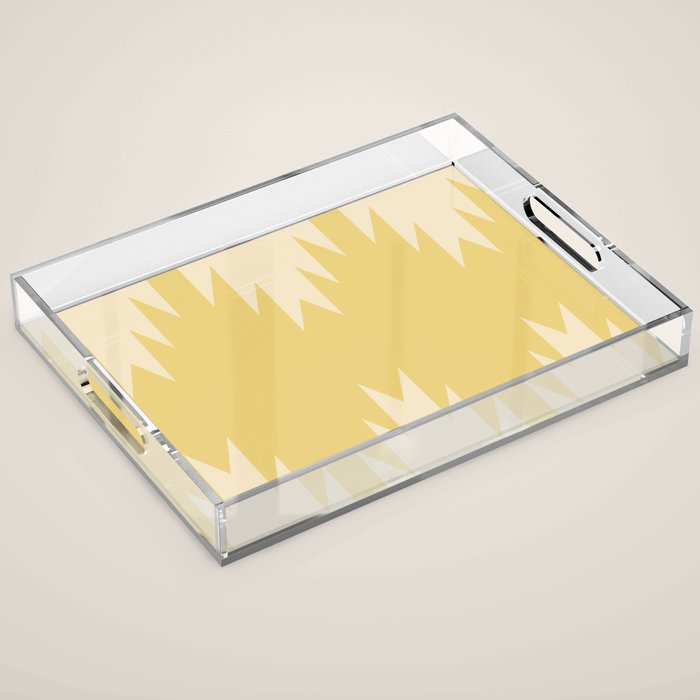 Geometric Southwestern Minimalism - Bright Golden Yellow Acrylic Tray Gallery Image 1