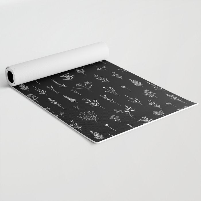 Black wildflowers Yoga Mat Gallery Image 2