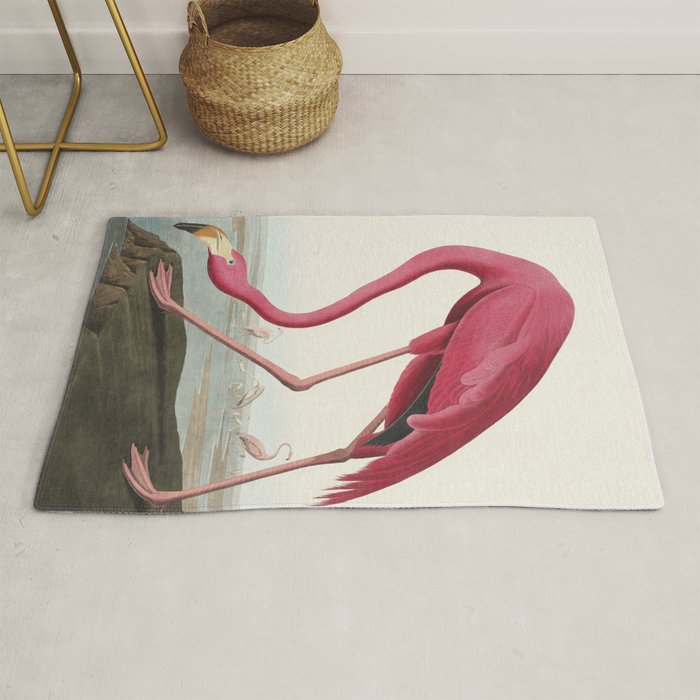 Pink Flamingo Vintage Art Rug Gallery Image 1