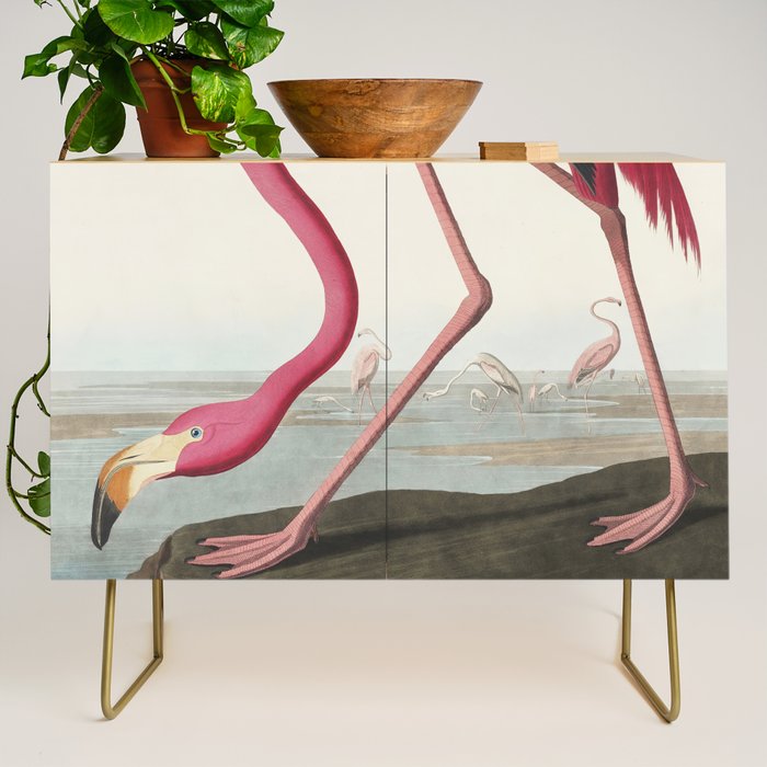 Pink Flamingo Vintage Art Credenza Gallery Image 1