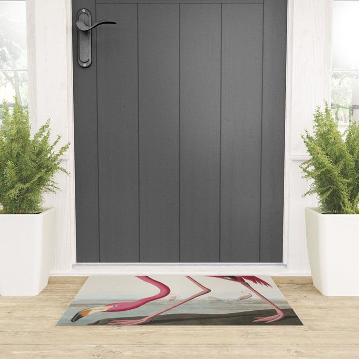 Pink Flamingo Vintage Art Welcome Mat Gallery Image 3