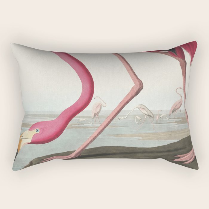 Pink Flamingo Vintage Art Rectangular Pillow Gallery Image 1