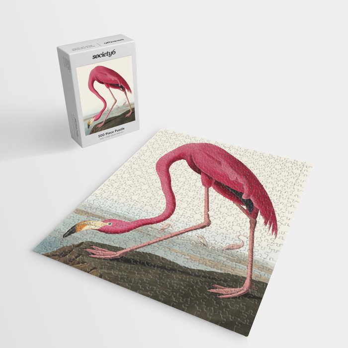 Pink Flamingo Vintage Art Jigsaw Puzzle Gallery Image 2