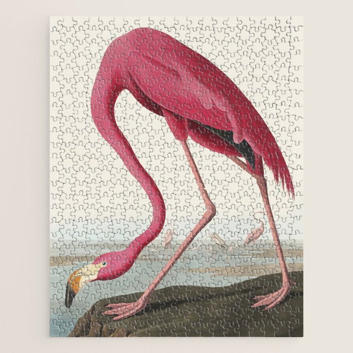 Pink Flamingo Vintage Art Jigsaw Puzzle Gallery Image 1