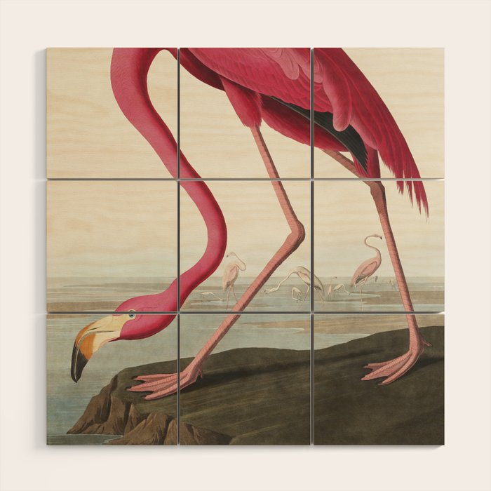 Pink Flamingo Vintage Art Wood Wall Art Gallery Image 1