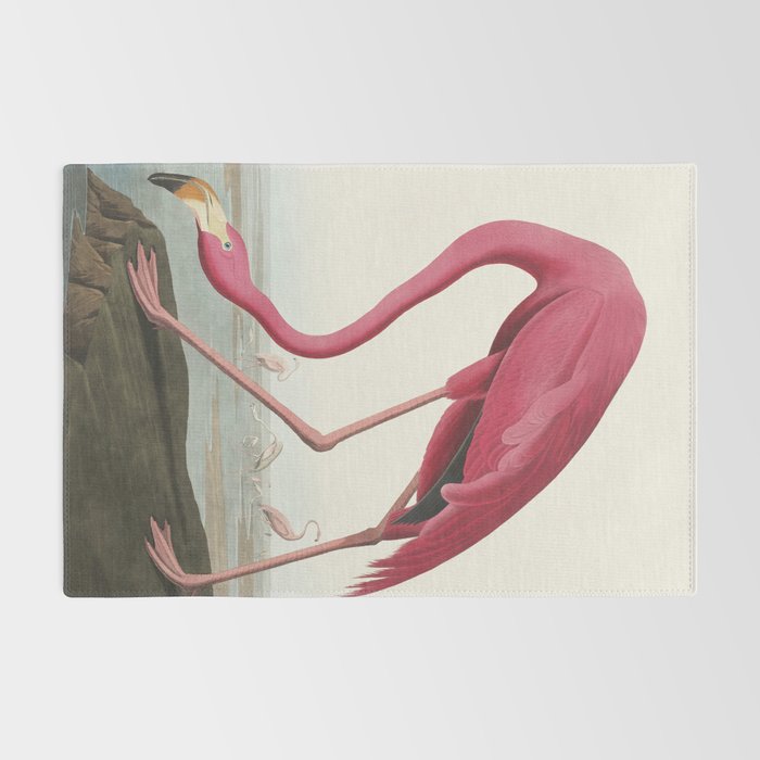 Pink Flamingo Vintage Art Rug Gallery Image 2