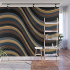 Wavy Stripes V - Dark Vintage  Wall Mural Gallery Image 1