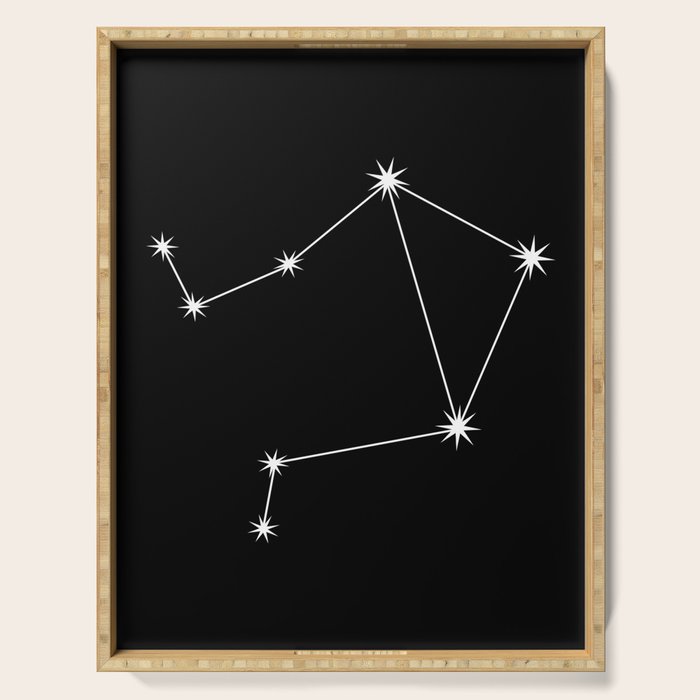 Libra Zodiac Star Constellation Line Art Black Serving Tray Gallery Image 1