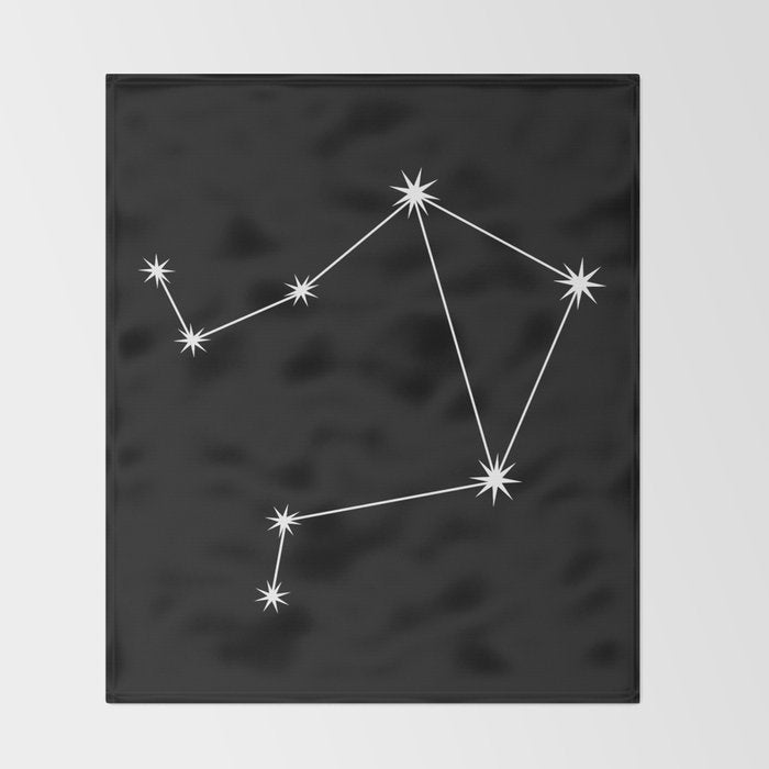 Libra Zodiac Star Constellation Line Art Black Throw Blanket Gallery Image 2