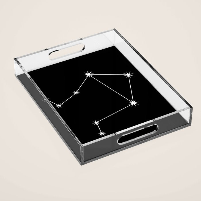 Libra Zodiac Star Constellation Line Art Black Acrylic Tray Gallery Image 1