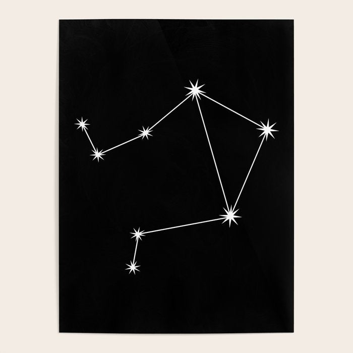 Libra Zodiac Star Constellation Line Art Black Poster Gallery Image 4