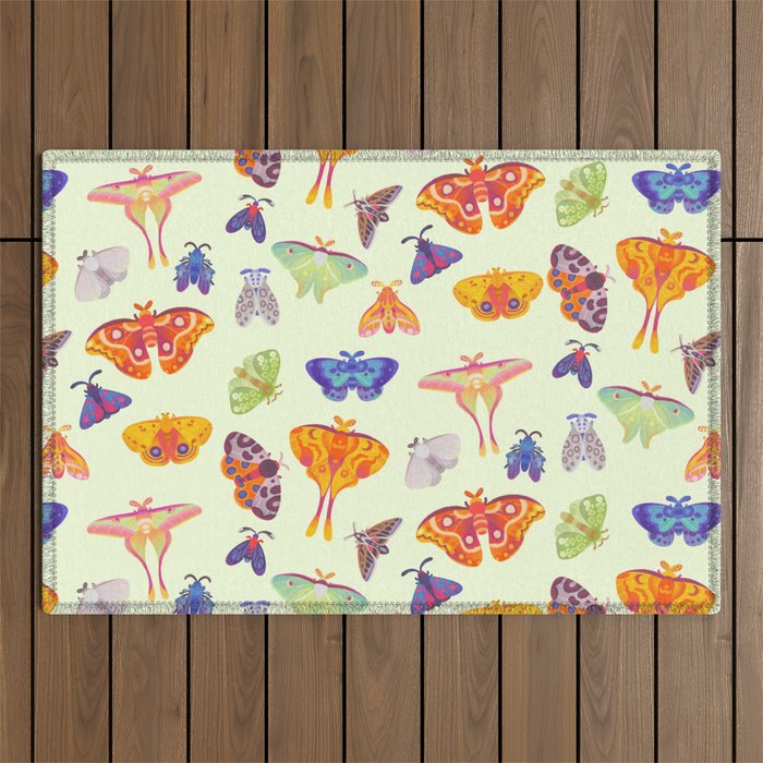 Moth - pastel Outdoor Rug Gallery Image 1