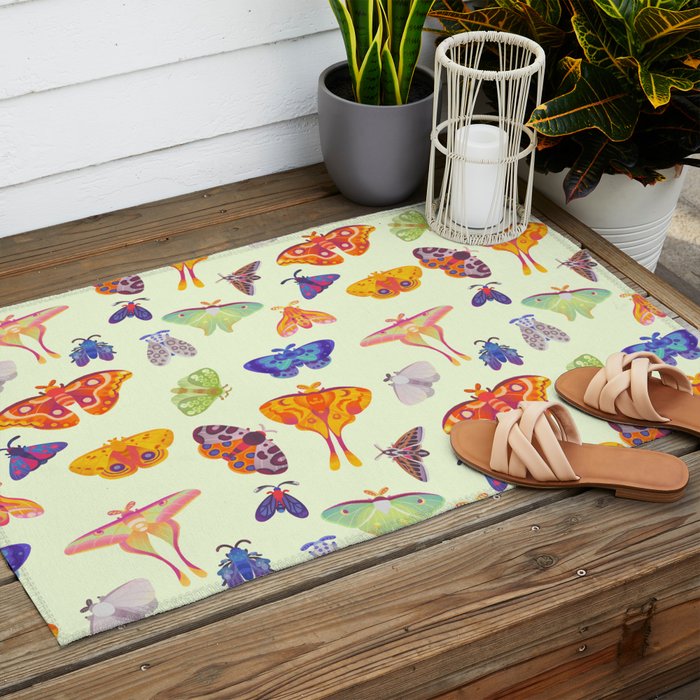Moth - pastel Outdoor Rug Gallery Image 2