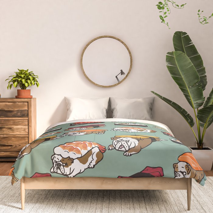 Sushi English Bulldog Comforter Gallery Image 3