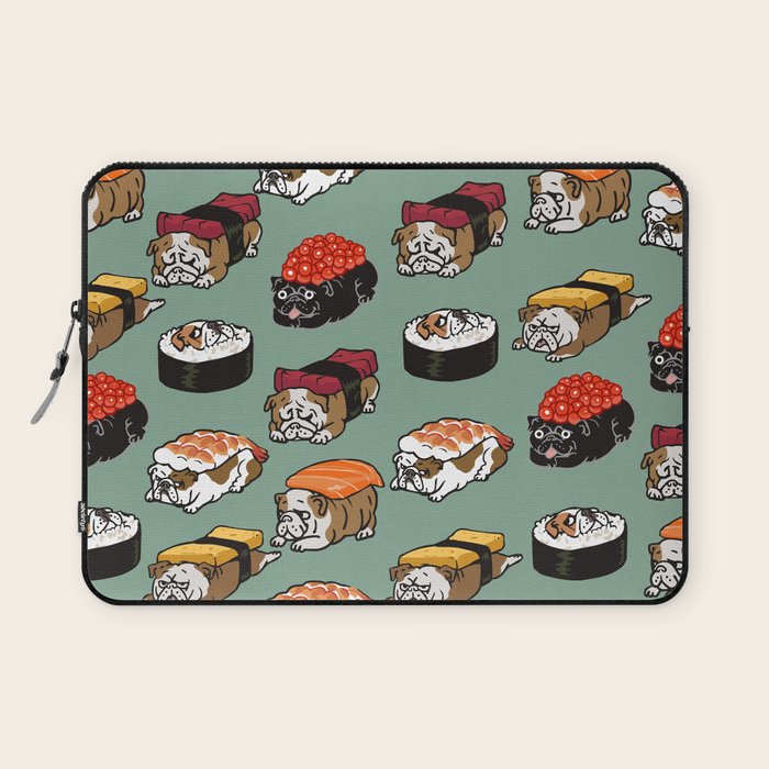 Sushi English Bulldog Laptop Sleeve Gallery Image 1