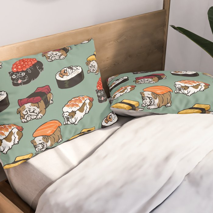 Sushi English Bulldog Pillow Sham Gallery Image 2