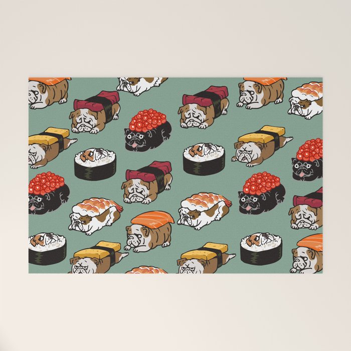 Sushi English Bulldog Welcome Mat Gallery Image 1