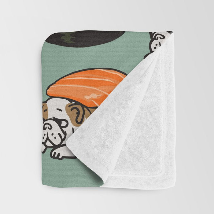 Sushi English Bulldog Throw Blanket Gallery Image 3