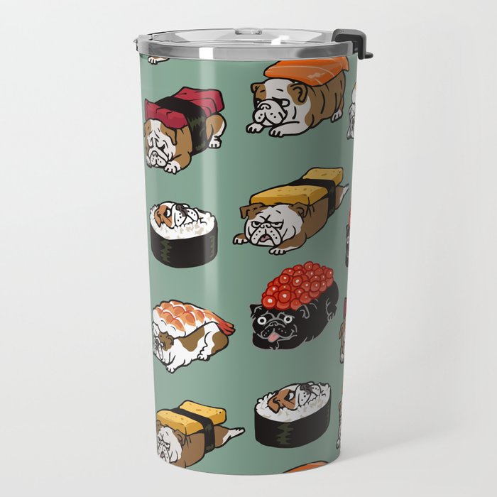 Sushi English Bulldog Travel Mug Gallery Image 2