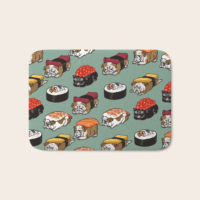 Sushi English Bulldog Bath Mat Gallery Image 1