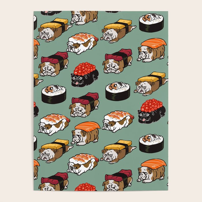 Sushi English Bulldog Poster Gallery Image 4